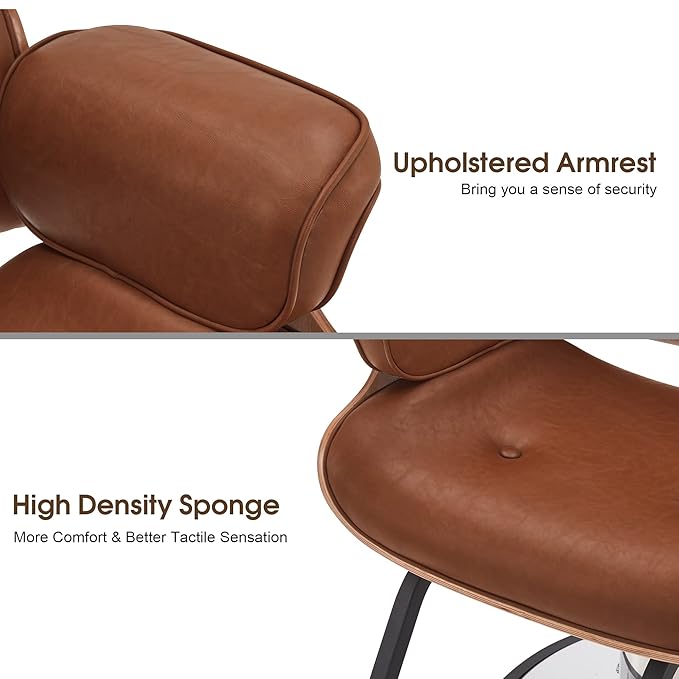 BarberPub Bend Wooden Salon Chair Hydraulic Chair Hair Cutting Beauty Spa Styling Equipment 8261(Brown)