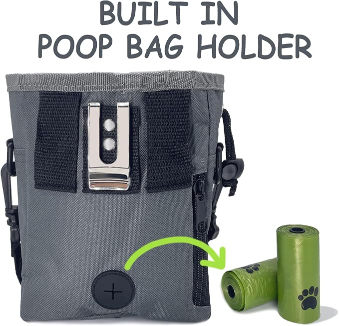 Dog Treat Pouch, Large Treat Pouches for Pet Training with Multiple Pockets, Built-in Poop Bag Dispenser & Phone Holder, 3 Wear Styles, Ideal Dog Treat Bag for Training & Walks