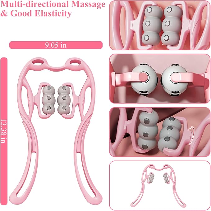 Neck Roller Massager-Neck Massage Tool for Pain Relief Deep Tissue,Ergonomic Handle Design,Lightweight & Portable,Perfect for Super Small One to Use Anytime, Anywhere