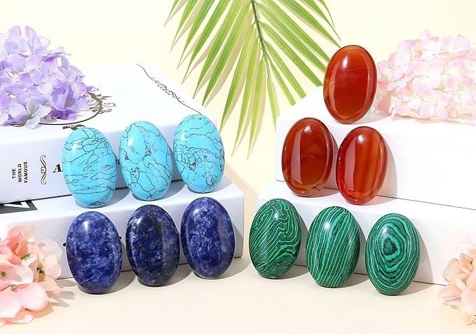 LAIDANLA Sodalite 2.4" Large Palm Stone Healing Crystals Natural Gemstones Calming Effects Energy Balancing Reiki Polished Worry Stone Cleansing Protection Anxiety Stress Relief Therapy 1PC