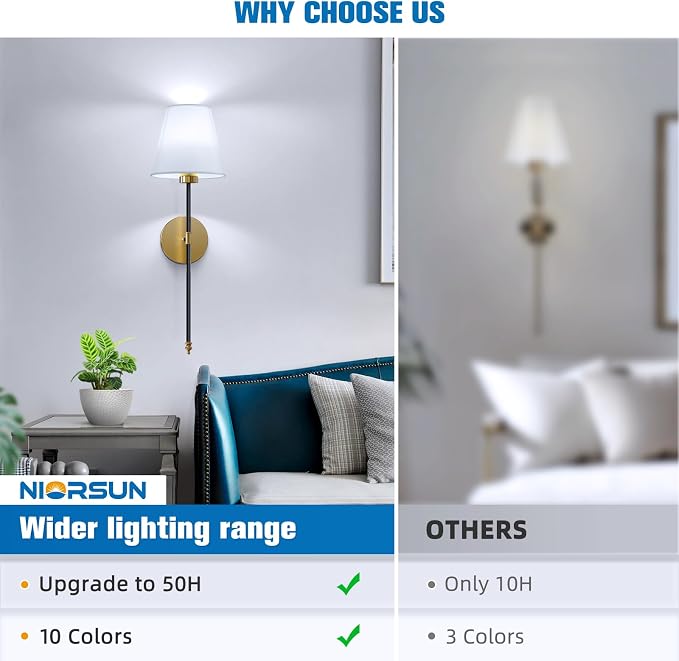 Battery Operated Wall Sconce Set of 2,Black-Gold Rechargeable Wall Lights with 10400mAh Dimmable Bulbs and Remote,10 Colors Wireless Wall Lamps for Bedroom Living Room Hallway Decor