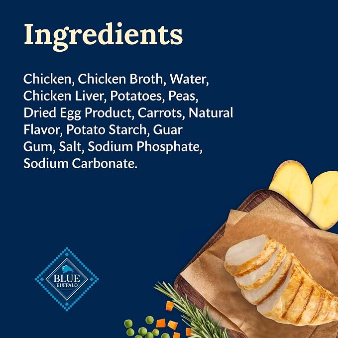 Blue Buffalo Delectables Chicken Grain-Free Dog Food Topper, 3 oz, 24 ct | Grain-Free, Real Chicken Cuts in Gravy, Single-Serve Pouches, No Corn, Wheat, or Soy