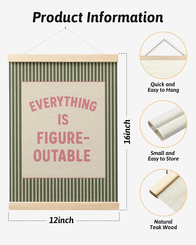 FGFK Positive Affirmations Wall Art Poster Hanger Frame 12x16 Inch,Set of 2 | Pink and Green Motivational Inspirational Quotes Canvas Prints Framed Wall Decor for Home Office Workplace Classroom