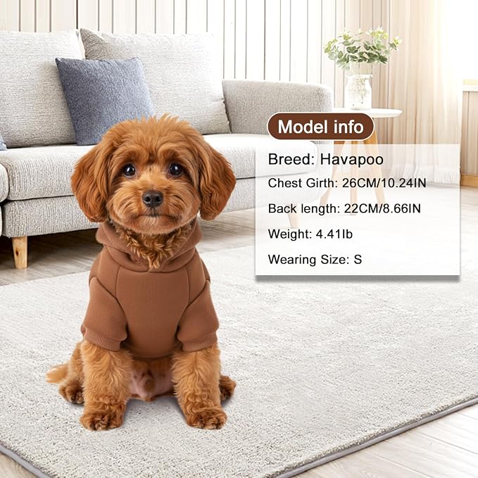 2 Pack Dog Hoodie Warm Hood Dog Sweater Cold Weather Small Dogs Sweatshirt Comfort Pet Clothes for Small Medium Dogs with Pockets Cats Chihuahua Clothes for Male Female Girl Boy Sporty Daily Wear