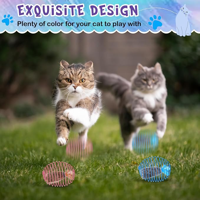 Jecery 5 Pcs Cat Toys Spring,Feathered Radish,Multicolor