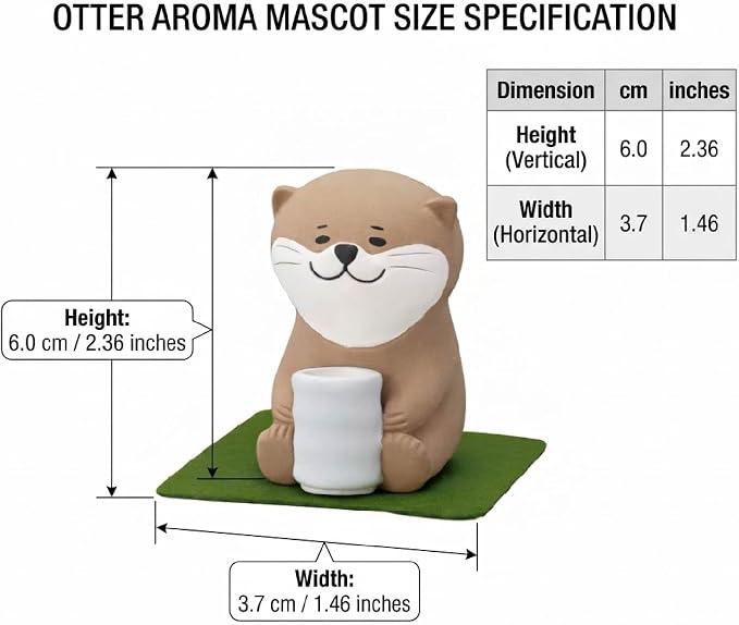 Passive Stone Diffuser, Cute Animal Series Aromatherapy Oil Diffuser for Tabletop Decor (1, Leisurely Otter)
