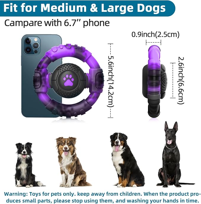 Pamlulu Tough Dog Toys for Aggressive Chewers, Indestructible Dog Toy for Large Dogs, Nylon Chew Toys for Medium Large Breed, Interactive Dog Toys to Keep Them Busy, Dog Birthday