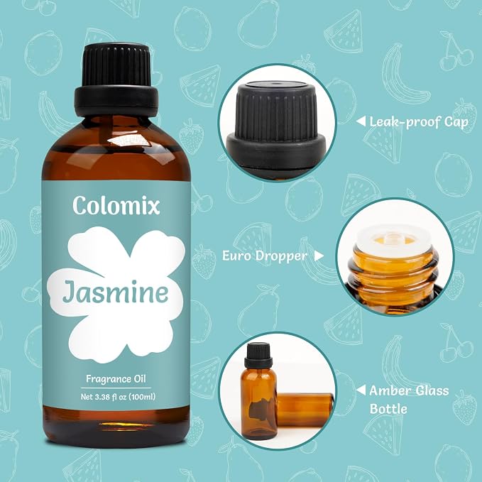 3.38 Fl.Oz Fragrance Oil, Premium Jasmine Oil for Soap Supplies, Candle Making and More DIY Projects, Essential Oils for Diffusers for Home, Soft Floral Scent Oils, Spring Aroma Oil Gifts