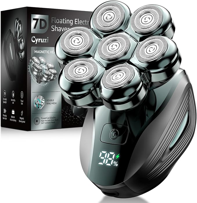 Head Shavers for Bald Men: Upgraded Detachable Head Shaver - IPX7 Waterproof Wet or Dry Electric Razor for Men - 7D LED Display Rechargeable Shaving Grooming Kit with Type-C Charge