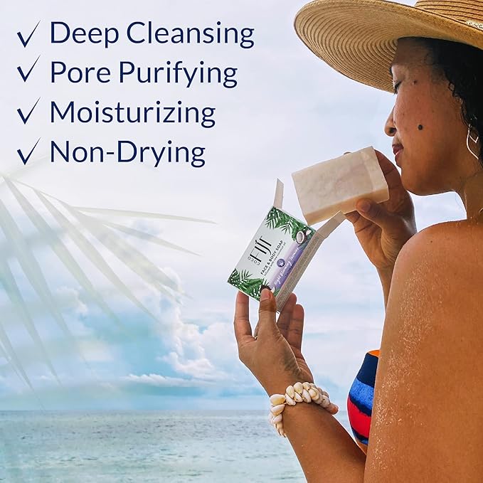 "Coco Fiji Soap Bar for Face and Body Infused With Organic Coconut Oil, Night Blooming Jasmine Essential Oil, Natural Soap for Moisturizing & Pore Purifying Skin, 7 oz, Pack Of 2 "