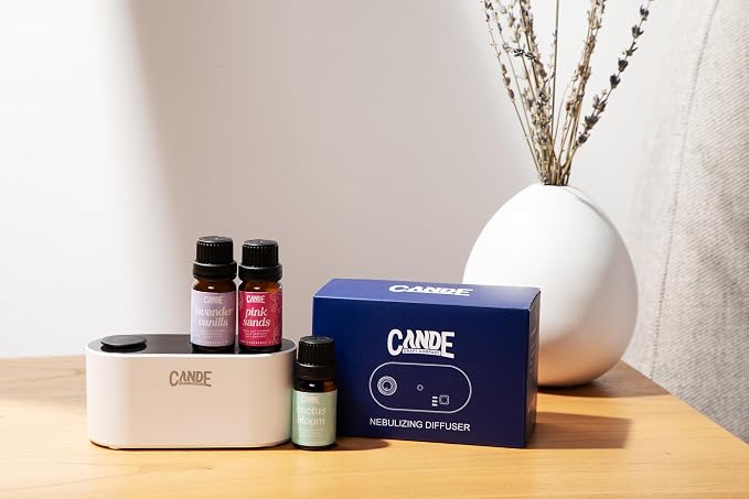 CE CRAFT Waterless Travel Diffuser Gift Set - Rechargeable Diffuser for Aromatherapy - Includes 3 Fragrance Oils - Fragrance Dispenser for Office and Home - Clean, White