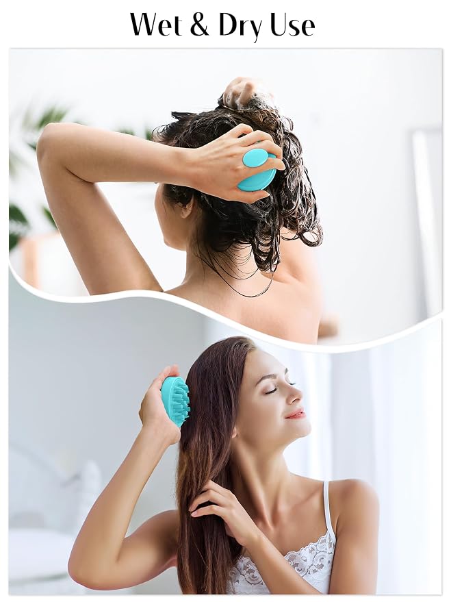 HEETA Scalp Massager Hair Scrubber Shampoo Brush Exfoliator for Hair Growth | 2-In-1 Soft Silicone Bristles, Cleanse Buildup Excess Oil, Reduce Dandruff Hair Loss, Gentle Care On Sensitive Scalp
