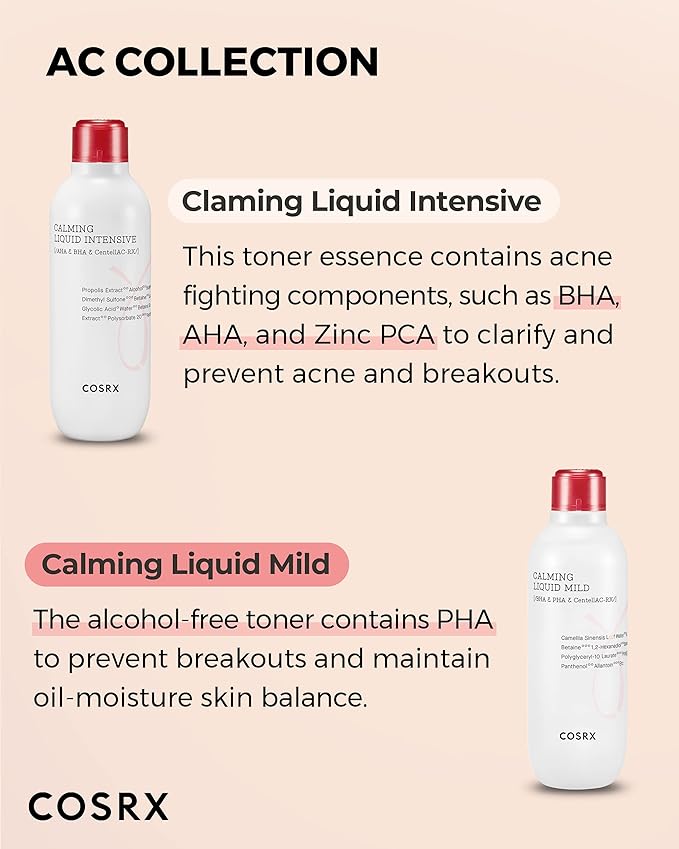 COSRX AC Collection Acne Calming Liquid Intensive, 4.22 fl.oz / 125ml | AHA, BHA Toner for Acne Prone Skin, Animal Testing Free, Parabens Free, Korean Skin Care