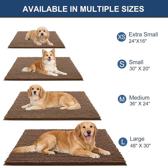 OLANLY Dog Door Mat for Muddy Paws 70x24, Extra Absorbent Chenille Mud Mat | Mocha, Absorbs Moisture and Dirt, Non-Slip Machine Washable Doormat, Quick-Drying Indoor Entryway Floor Mat for Dogs