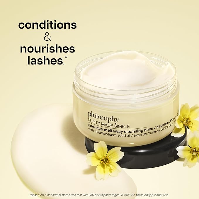 philosophy purity one-step meltaway cleansing balm – with hydrating glycerin – removes stubborn makeup & impurities – with nourishing meadowfoam seed oil