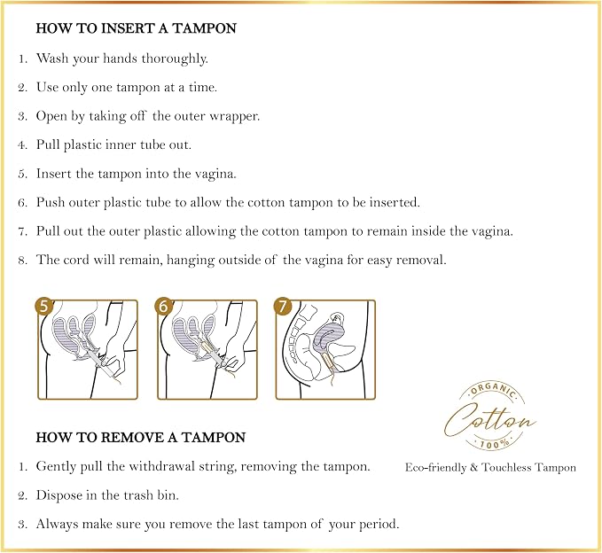 Elixir by Cocó March 100% Organic Cotton Tampons for Women – Hypoallergenic, Biodegradable Tube, High Absorption, Leak Resistant, No Harsh Chemicals - Organic Feminine Care Protection, Super 16 Count