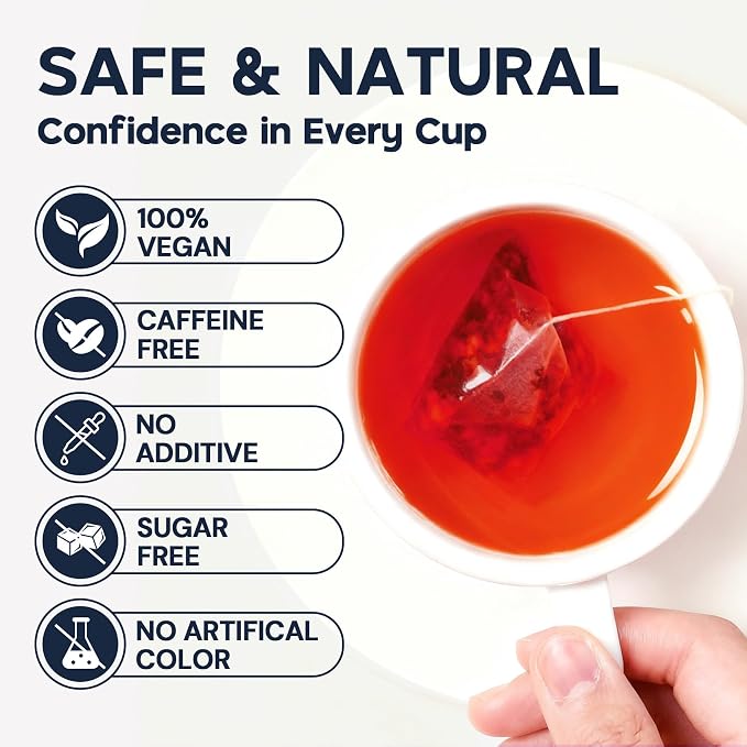 Hibiscus Tea Bags, Hibiscus Flower Herbal Tea - Rich in Vitamin C, Caffeine Free,Sugar Free, 60 Teabags