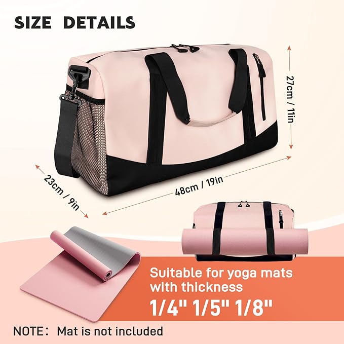 Yoga Mat Bag, Gym Workout Bag with Water Bottle Pocket, Pilates Bag for Women with Wet & Dry Pocket, Yoga Bags and Carriers Fits All Your Stuff, Yoga Tote Bag for Sports Travel Office