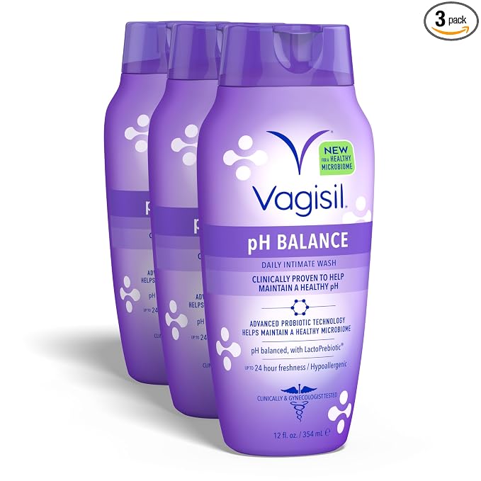Vagisil Feminine Wash for Intimate Area Hygiene, pH Balance, Gynecologist Tested, Hypoallergenic, 12 oz, (Pack of 3)