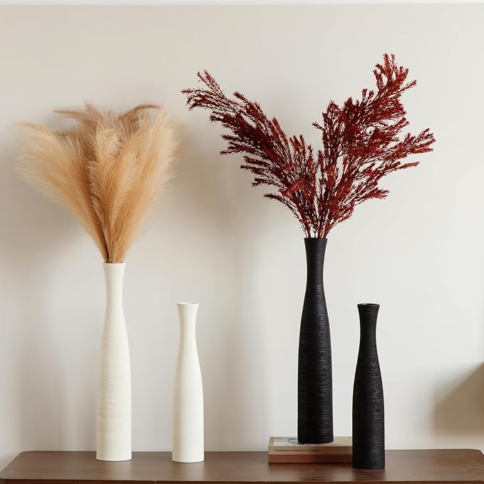 Ceramic Vase Home Decor, 15.7" Tall Flower Vases Modern Rustic Farmhouse | Tall Skinny Decorative Vase for Pampas Grass, Living Room, Office, Fireplace Bedroom Decoration