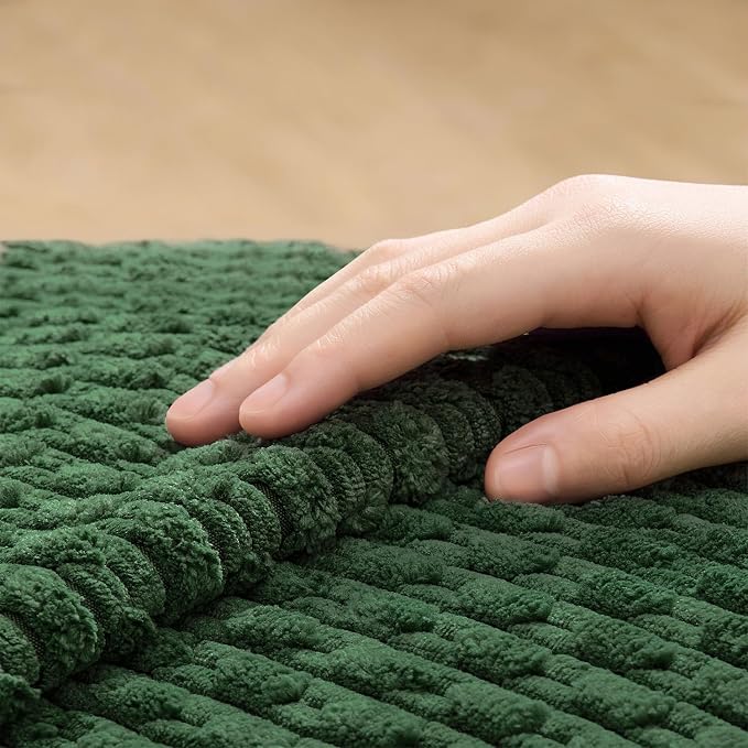 Kevin Textile Soft Corduroy 12"x24" Lumbar Pillow Cover 1 Pack, Dark Green | Boho Stripe Plush Corduroy Decorative Oblong Cushion Cover Modern Farmhouse Home Decor for Sofa Couch Bed Chair