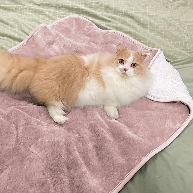 Soft Waterproof Blanket for Bed Couch Sofa, Dusty Pink, 30x40 inches | Liquid Pee Proof Pet Blanket for Dog Puppy Cat, Reversible Sherpa Fleece Blanket for Couch Cover, Furniture Protector