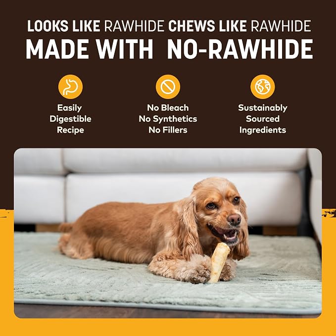 Earth Animal No Hide Dog Chews - Rawhide Free Small Rolls 6 Count Mango | Small Rolls Mango Flavored Natural Rawhide Free Long Lasting Dog Chews - Pet Treats for Small Dogs