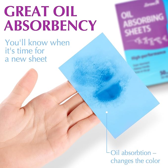 High-Performance Oil Absorbing Sheets for Face - 6 pack (300 sheets) - Makeup Friendly Blotting Papers for Oily Skin - Oil Blotting Sheets for Face