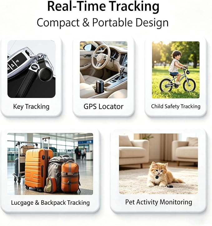 GPS Tracker for Vehicles No Subscription for Android & iOS, Bluetooth | Car Tracker Tag Tracker Device Compatible with Apple Find My & Google's Find Hub for Key, Luggage Wallet Kid Pet