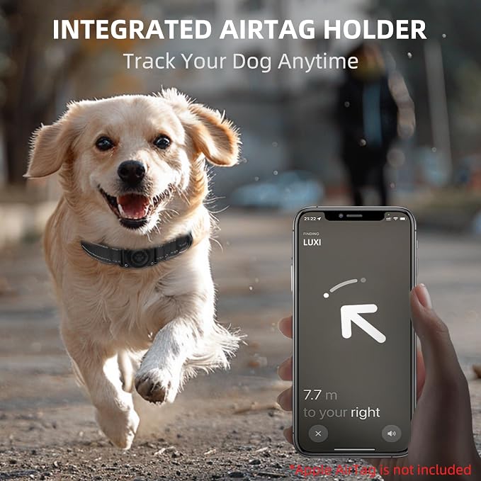Upgrade Dog Collar with AirTag Holder, IP68 Waterproof, Ebony, XL | Built-in Water Resistant AirTag holder, 1000D Nylon, Reflective Stitching for Night Visibility, Soft padding for Comfort