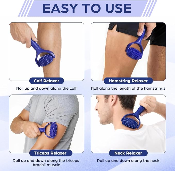 Lurrose Handheld Spiky Massage Ball Roller for Deep Tissue Myofascial Release, Fascia Release Tools for Neck, Back, Leg & Deep Tissue Massage, Massage Roller for Muscle Relief and Body Relaxation