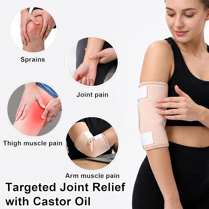 2 Pack Castor Oil Pack Wrap for Knee,Adjustable Castor Oil Knee Wrap Reusable Anti-Oils Leak Design for Knees Legs Arms Elbow Joints