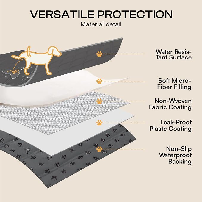 Luciphia Waterproof Couch Cover for Dogs, Non-Slip Pet Sofa Protector | Non-slip waterproof couch cover scratch-resistant machine washable protects sofa bed, Grey, 68" x 82"