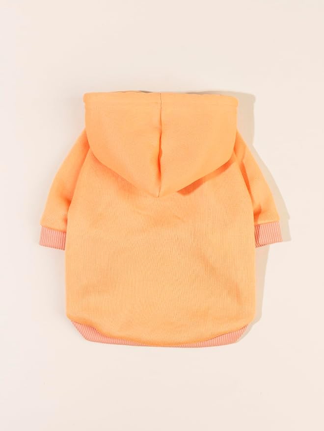 Basic Dog Hoodie Sweatshirt Puppy Sweater Warm Cat Costumes Pet Clothes for Chihuahua Puppy Kitten Small Medium Dogs Orange XX-Small