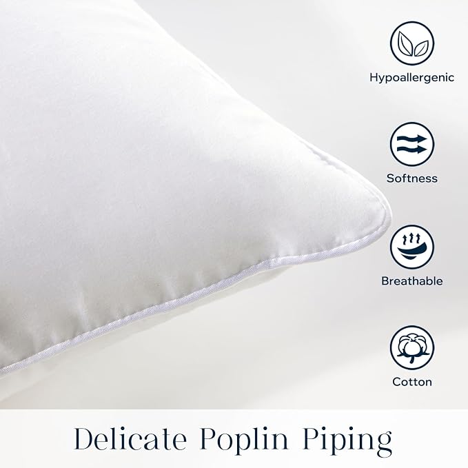 Phantoscope Throw Pillow Insert with 100% Cotton Cover, 24x24 Inch, 1 Pack | Soft Supportive Throw Pillows for Couch Bed, Hypoallergenic Breathable Pillows Inerts, Square Decorative Cushion Sham Stuffer