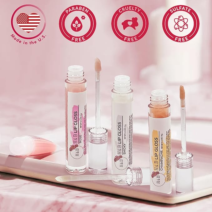 Nicole + Brizee H&B Hydrating Lip Gloss Set - Moisturizing, Long-Lasting Shimmer & Shine for Soft & Smooth Lips – Compact, Travel-Size, Lightweight Lip Gloss for Women - (3 Pack, 4g)