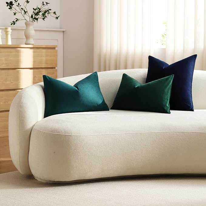 Throw Pillow Covers 16x16 Navy Blue: Pack of 2 Cozy Soft Velvet Square Modern Luxury Decorative Throw Pillow Cases for Sofa Couch Living Room Bed Home Decor