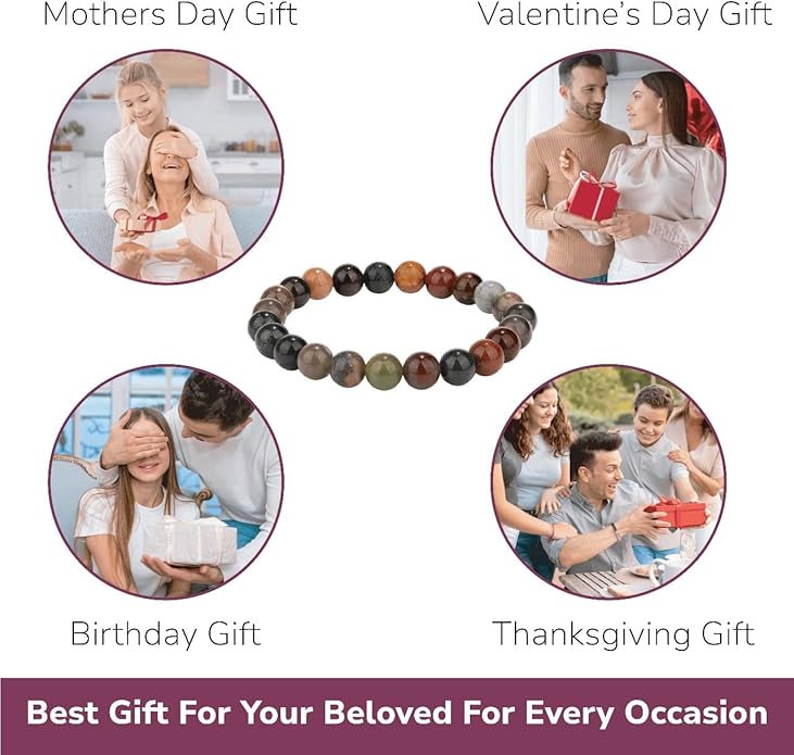 Crystal Vibe 8mm Beaded Bracelets For Women Men - Healing Crystal Bracelet - Adjustable Size