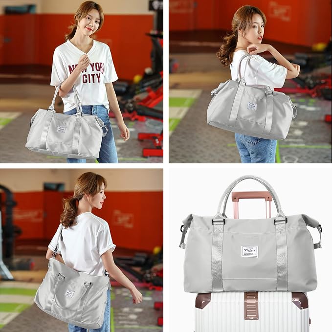 Travel Duffel Bag, Carry On Overnight Weekender Bags for Women | Travel Bag with Wet Pocket & Trolley Sleeve, For Spirit Airlines 18x14x8 Personal Item Bag