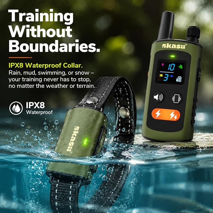 Dog Training Collar with Remote, for Small Medium Large Dogs, Green