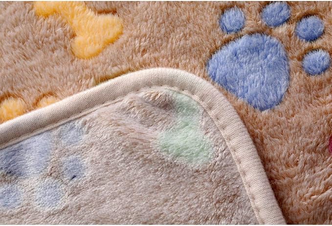 1 Pack 3 Blankets Super Soft Fluffy Cute Bone Pattern Pet Blanket Flannel Throw for Dog Puppy Cat Pink/Brown/Purple Medium | Washable Throw Blanket for Crate, Couch, Bed, Travel. Cute Paw & Bone Print. Puppy Essential, Dog Gift,Pink/Brown/Purple