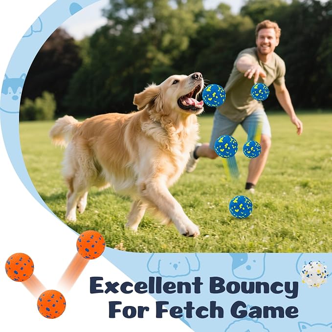 HIPPIH Indestructible Squeaky Dog Toys, Blue+Orange+White, 3inch+2.95inch