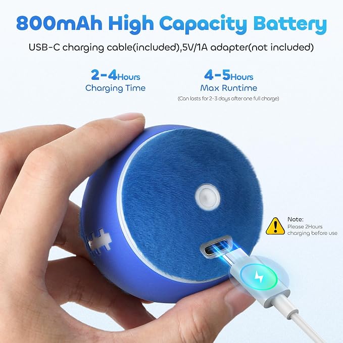 Interactive Cat Toy Ball for Indoor Cats with 3-Mode Touch Activated | Tangle-Free Tail, Rechargeable, 2 Tails, 6-8H Play Automatic Moving Cat Toy, Smart Rolling Ball for Indoor Cats to Chase Play