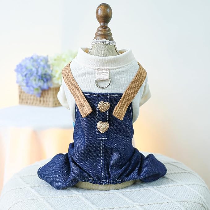 Dog Stylish Overalls Comfortable Puppy One Piece Outfits Summer Bib Overalls for Small Dogs Cute Pet Onesie Jumpsuit Chihuahua Yorkies Birthday Holiday Clothes Cat Costume