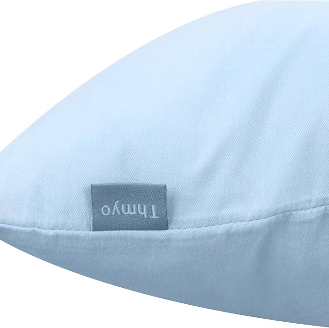 4-Pack 100% Cotton Comfortable Solid Decorative Throw Pillow Case,Thmyo Square Cushion Cover Pillowcase Sublimation Blank Pillow Covers DIY Throw Pillowcase for Sofa(16x16 inch/ 40x40cm,Light Blue)