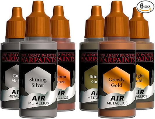 The Army Painter, Air Triads Most-Wanted Metallics - Airbrush-Ready Paint – Metallics with 6 x 18 ml Pre-thinned Acrylic Spray Paints - Air Paints for D&D & Warhammer Miniatures