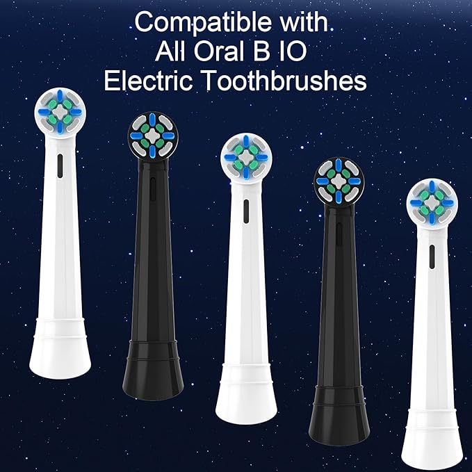 IO Replacement Heads Compatible with Oral B iO 2/3/4/5/6/7/8/9/10/Deep Clean Electric Toothbrush, Brush Heads Compatible with IO for Teeth Clean (8 Black)