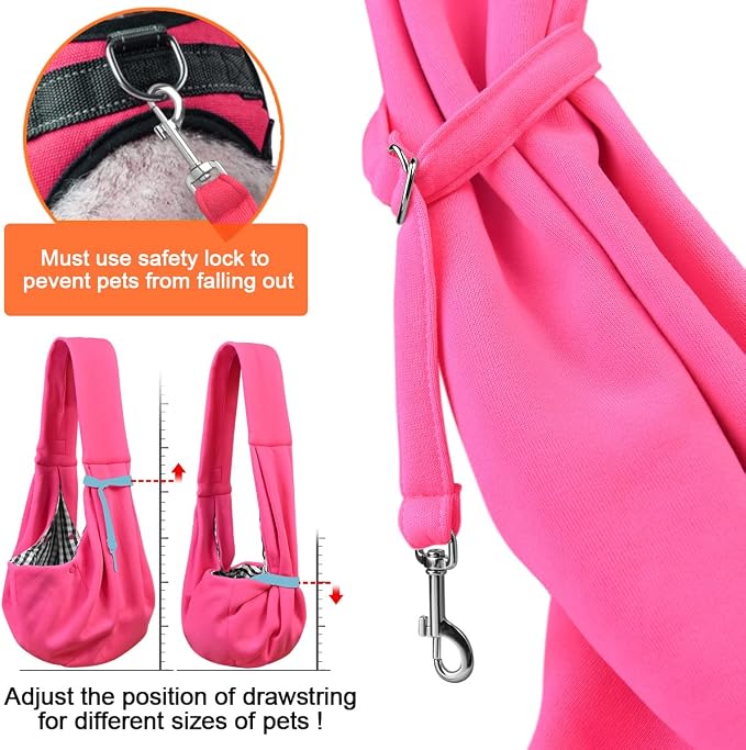 Tomkas Dog Cat Carrier Sling Classic Pocket & Classic Strap(M,Rose red)