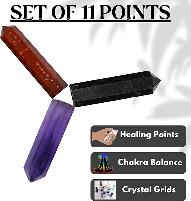 Amazing Gemstone Crystal Points Bulk Healing Crystals & Stones - Premium Single Terminated Healing Wand Point Bulk Crystals for Crafts, Crystal Grid, DIY Work