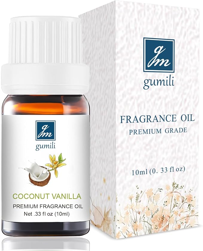 GM Gumili Coconut Vanilla Perfume - Pure Organic Scent for for Aromatherapy, Diffusers, Spray, Skin & Hair Care, Massage, DIY Candles & Soap - 10mL
